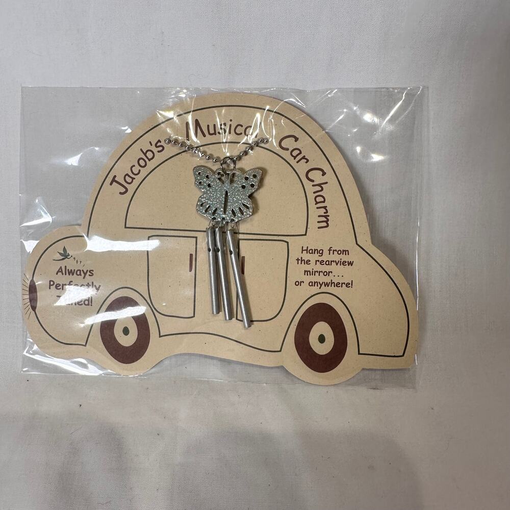 New Jacob's Musical Car Chime Charm Mini Wind Chime Silver Butterfly Vintage